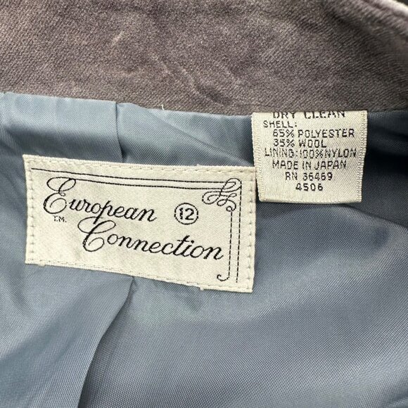 Vintage Gray Houndstooth Plaid Suit Blazer Skirt Set Size 12 Japan 70s Business - Picture 4 of 9